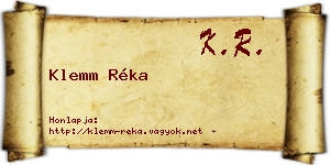 Klemm Réka névjegykártya